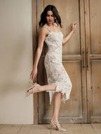 Vestido Longo de Renda Renda Solar com Bainha Assimétrica — fotografia 4 | Mar & Pérola