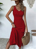 Vestido Longo de Tricô Decote V Brisa de Verão com Fenda na Barra — fotografia 13 | Mar & Pérola