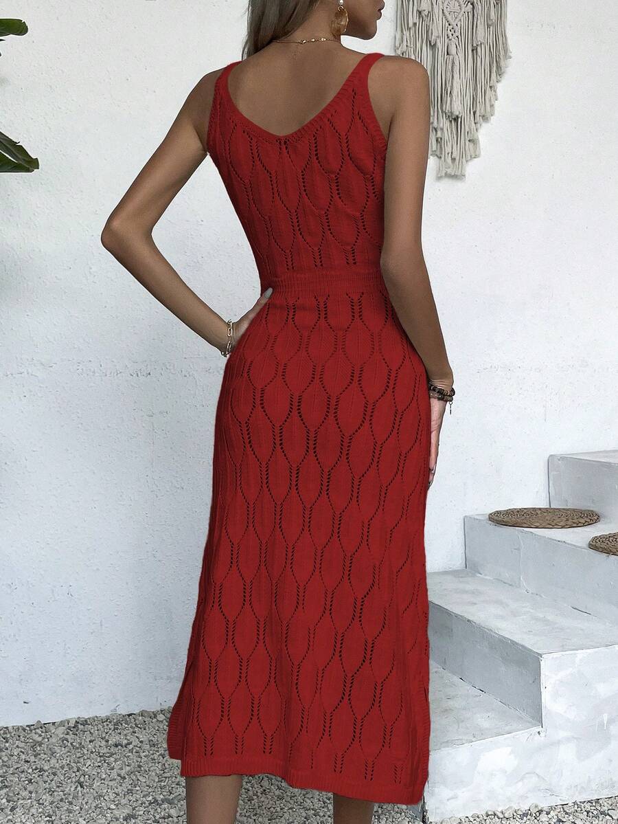 Vestido Longo de Tricô Decote V Brisa de Verão com Fenda na Barra — fotografia 14 | Mar & Pérola