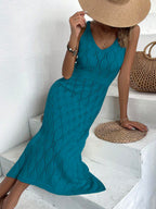 Vestido Longo de Tricô Decote V Brisa de Verão com Fenda na Barra — fotografia 30 | Mar & Pérola