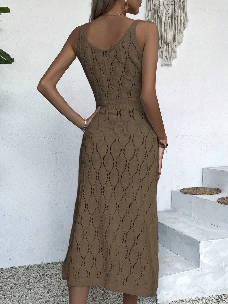 Vestido Longo de Tricô Decote V Brisa de Verão com Fenda na Barra — fotografia 32 | Mar & Pérola