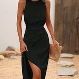 Vestido Longo Envolvente Brisa da Costa com Bainha Franzida