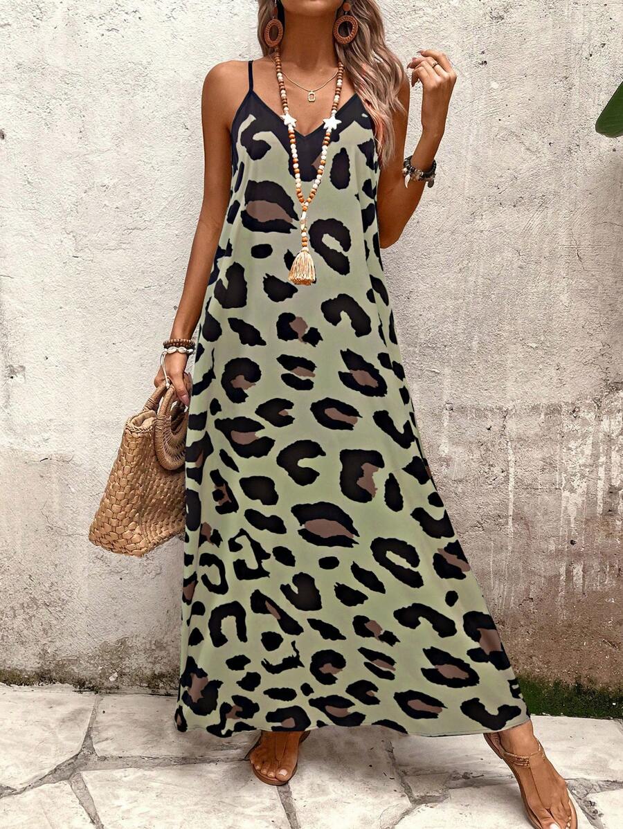 Vestido Longo Estampa de Leopardo Costa Selvagem com Costas Abertas — fotografia 9 | Mar & Pérola