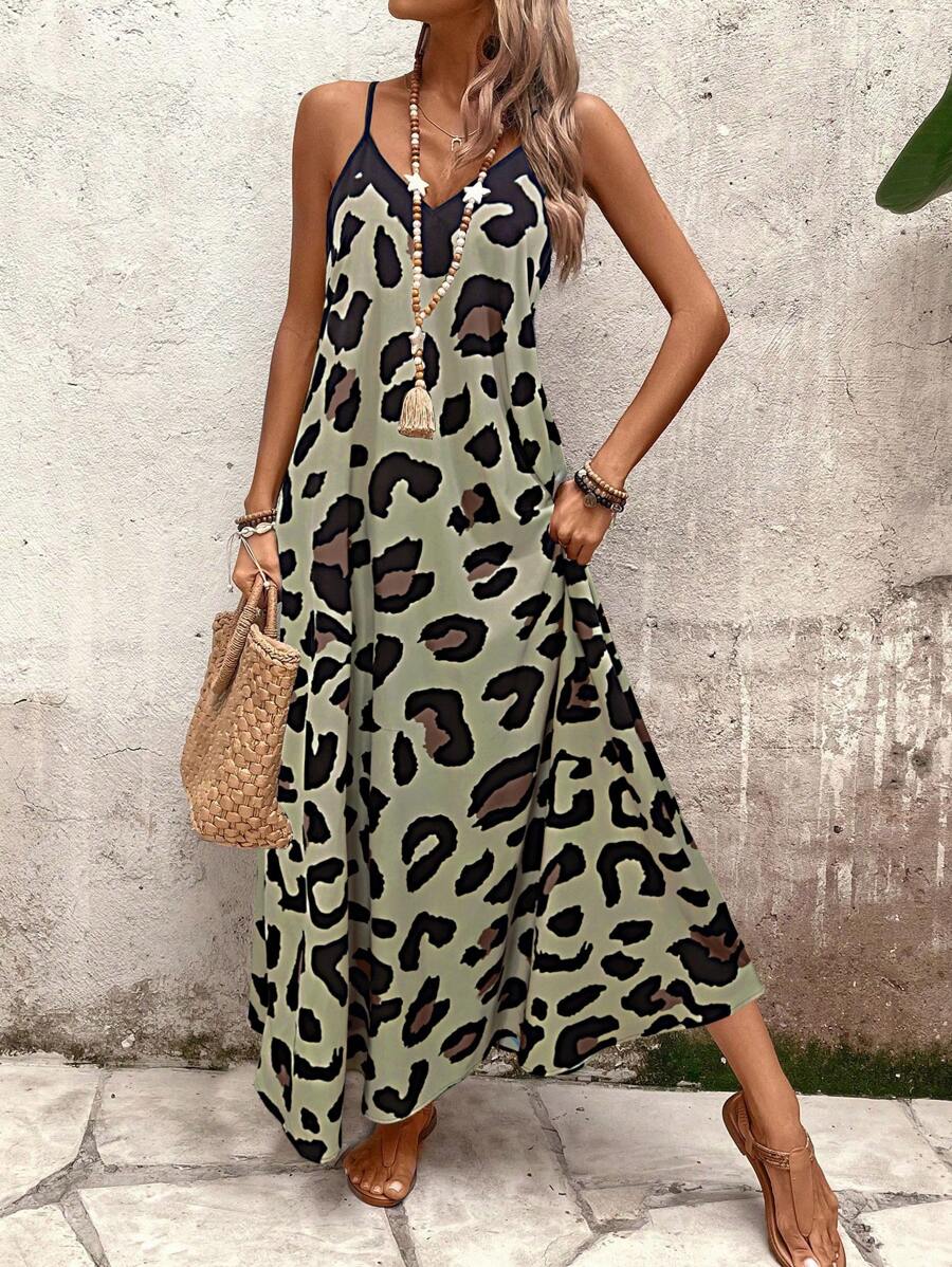 Vestido Longo Estampa de Leopardo Costa Selvagem com Costas Abertas — fotografia 12 | Mar & Pérola