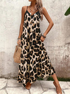 Vestido Longo Estampa de Leopardo Costa Selvagem com Costas Abertas — fotografia 18 | Mar & Pérola