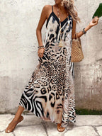 Vestido Longo Estampa de Leopardo Costa Selvagem com Costas Abertas — fotografia 62 | Mar & Pérola