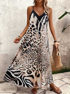 Vestido Longo Estampa de Leopardo Costa Selvagem com Costas Abertas — fotografia 65 | Mar & Pérola