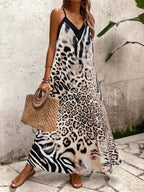Vestido Longo Estampa de Leopardo Costa Selvagem com Costas Abertas — fotografia 67 | Mar & Pérola