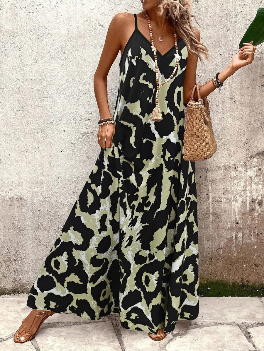 Vestido Longo Estampa de Leopardo Costa Selvagem com Costas Abertas — fotografia 70 | Mar & Pérola