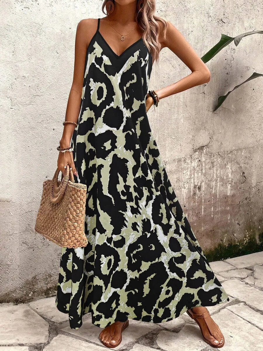Vestido Longo Estampa de Leopardo Costa Selvagem com Costas Abertas — fotografia 75 | Mar & Pérola
