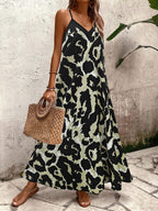 Vestido Longo Estampa de Leopardo Costa Selvagem com Costas Abertas — fotografia 77 | Mar & Pérola