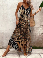 Vestido Longo Estampa de Leopardo Costa Selvagem com Costas Abertas — fotografia 78 | Mar & Pérola