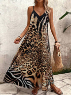 Vestido Longo Estampa de Leopardo Costa Selvagem com Costas Abertas — fotografia 80 | Mar & Pérola