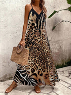 Vestido Longo Estampa de Leopardo Costa Selvagem com Costas Abertas — fotografia 82 | Mar & Pérola