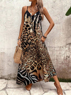 Vestido Longo Estampa de Leopardo Costa Selvagem com Costas Abertas — fotografia 83 | Mar & Pérola