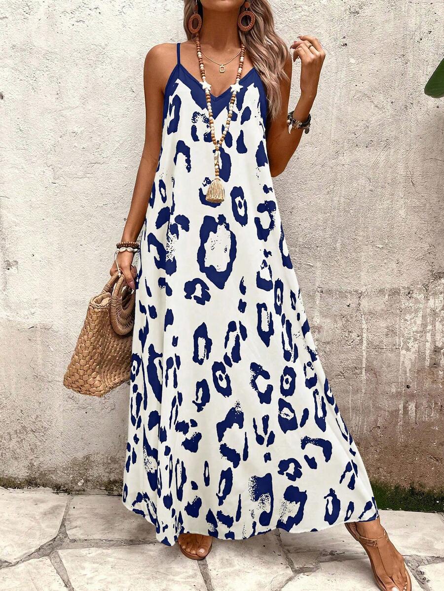 Vestido Longo Estampa de Leopardo Costa Selvagem com Costas Abertas — fotografia 97 | Mar & Pérola