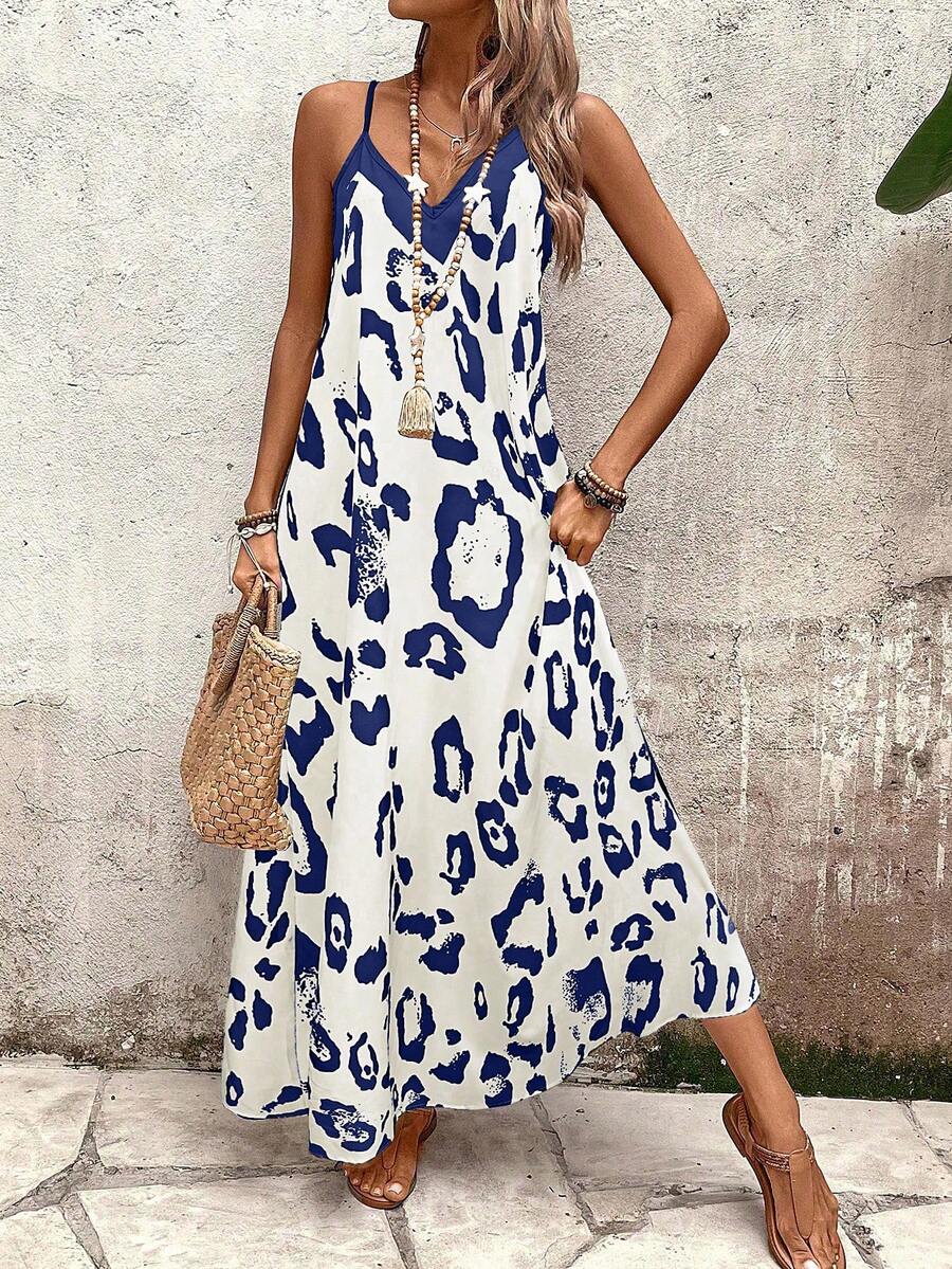 Vestido Longo Estampa de Leopardo Costa Selvagem com Costas Abertas — fotografia 99 | Mar & Pérola