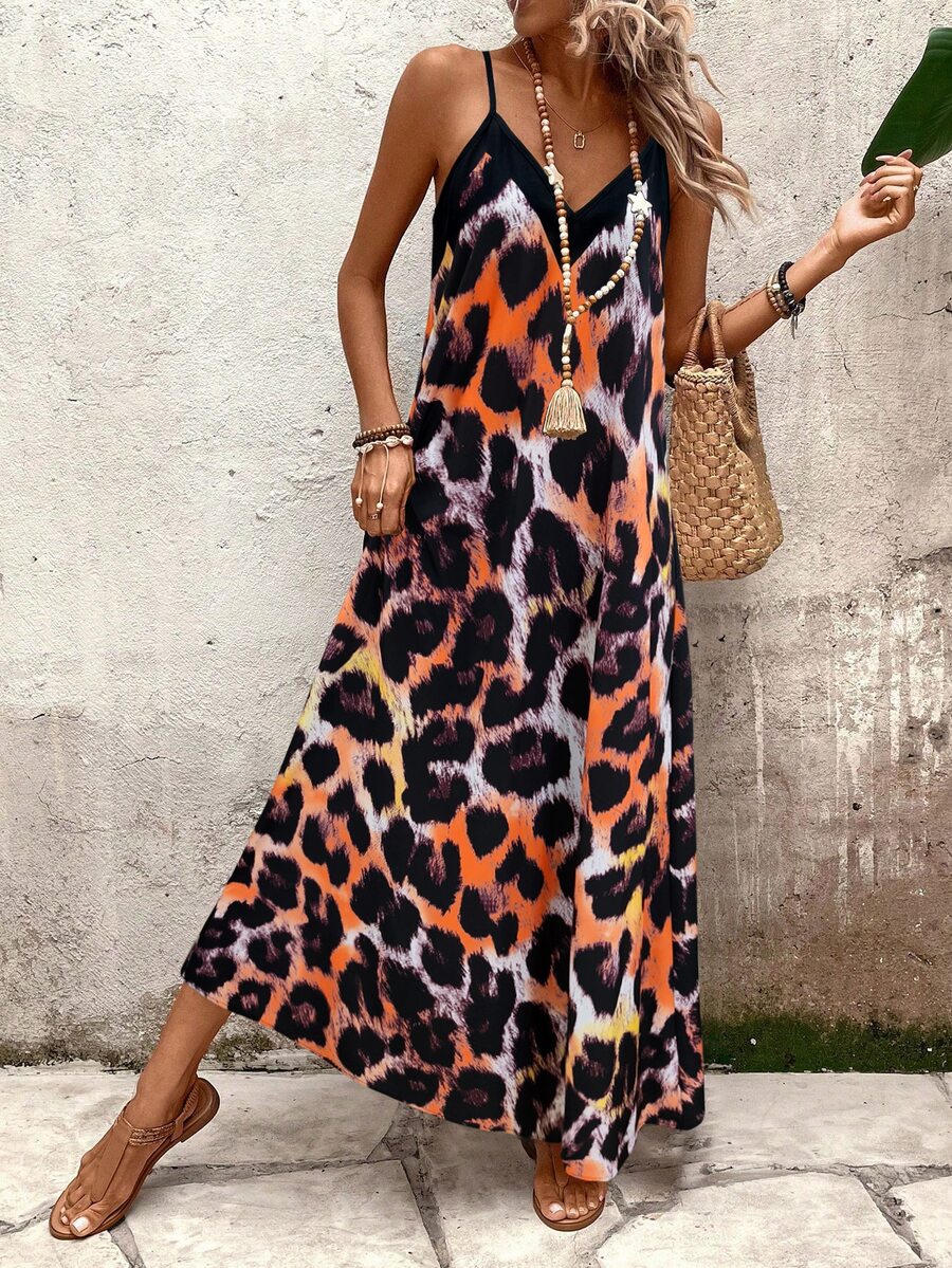 Vestido Longo Estampa de Leopardo Costa Selvagem com Costas Abertas — fotografia 109 | Mar & Pérola