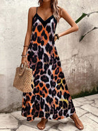 Vestido Longo Estampa de Leopardo Costa Selvagem com Costas Abertas — fotografia 110 | Mar & Pérola