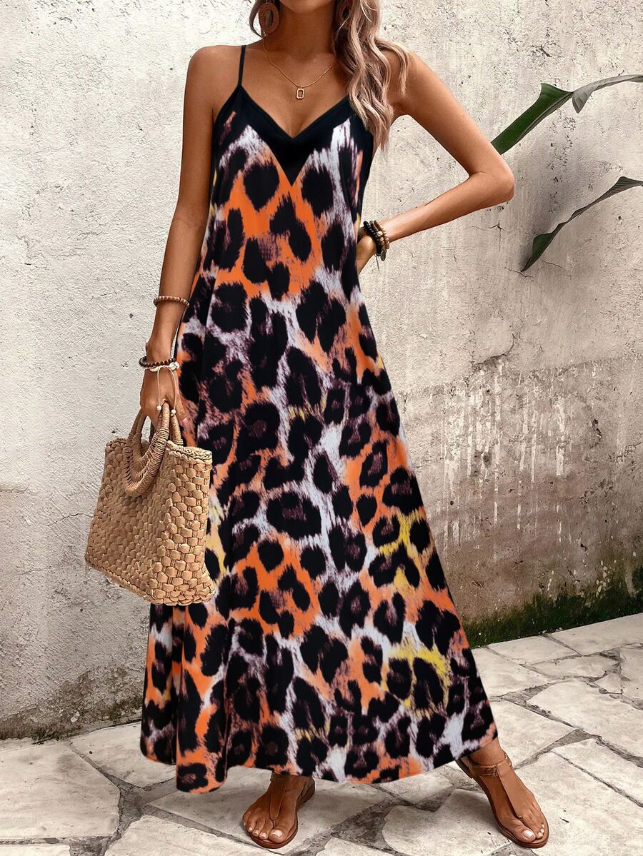 Vestido Longo Estampa de Leopardo Costa Selvagem com Costas Abertas — fotografia 110 | Mar & Pérola