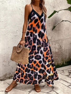Vestido Longo Estampa de Leopardo Costa Selvagem com Costas Abertas — fotografia 111 | Mar & Pérola