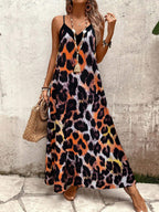 Vestido Longo Estampa de Leopardo Costa Selvagem com Costas Abertas — fotografia 112 | Mar & Pérola