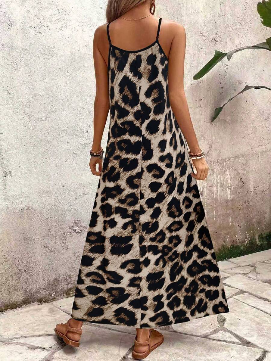 Vestido Longo Estampa de Leopardo Costa Selvagem com Costas Abertas — fotografia 115 | Mar & Pérola