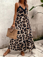 Vestido Longo Estampa de Leopardo Costa Selvagem com Costas Abertas — fotografia 119 | Mar & Pérola