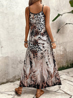 Vestido Longo Estampa de Leopardo Costa Selvagem com Costas Abertas — fotografia 121 | Mar & Pérola