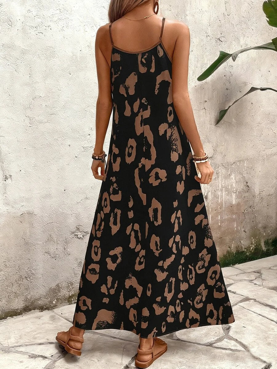 Vestido Longo Estampa de Leopardo Costa Selvagem com Costas Abertas — fotografia 136 | Mar & Pérola
