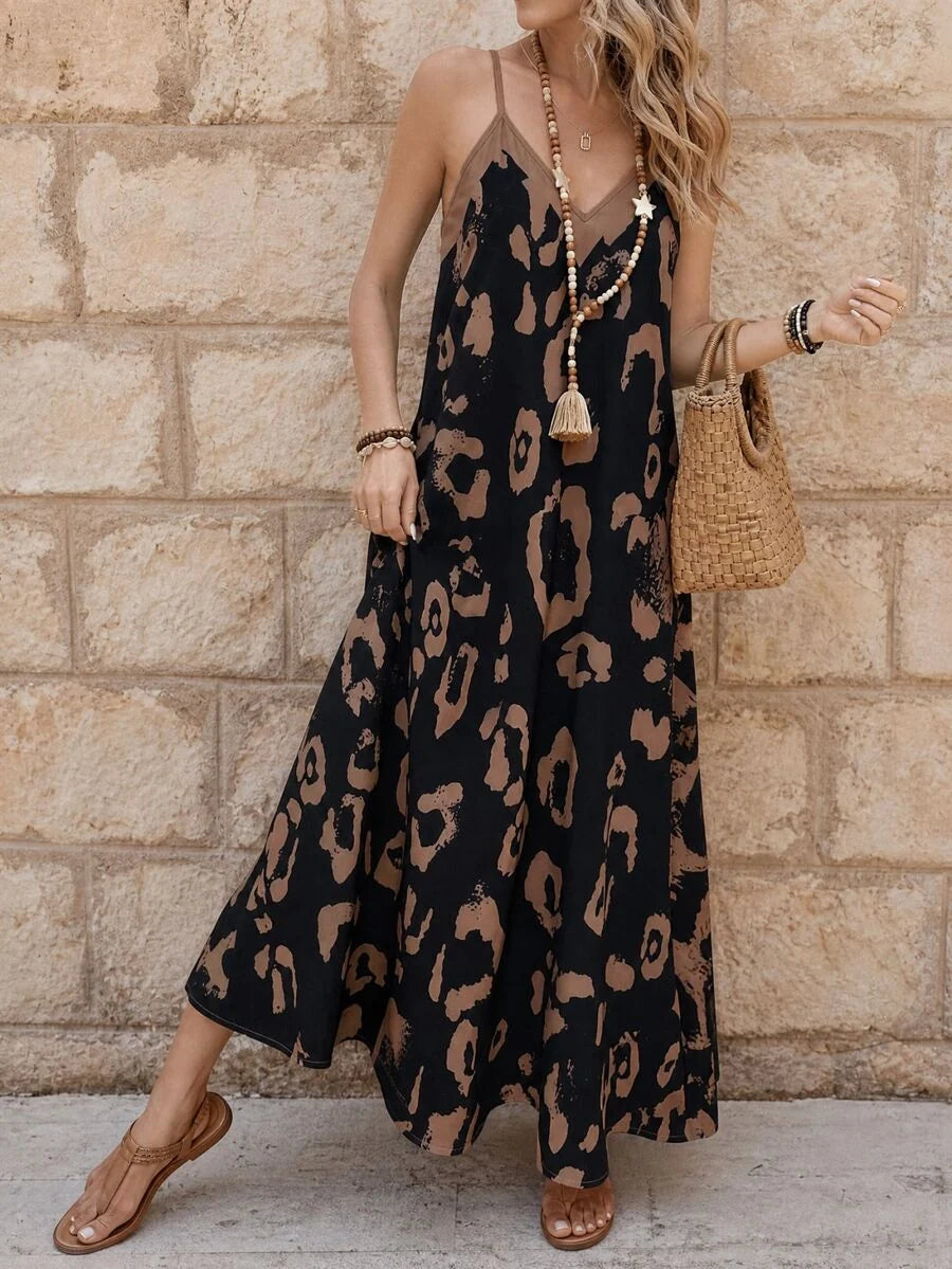 Vestido Longo Estampa de Leopardo Costa Selvagem com Costas Abertas — fotografia 137 | Mar & Pérola