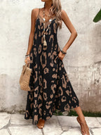 Vestido Longo Estampa de Leopardo Costa Selvagem com Costas Abertas — fotografia 142 | Mar & Pérola