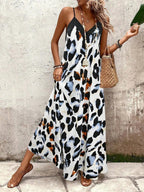 Vestido Longo Estampa de Leopardo Costa Selvagem com Costas Abertas — fotografia 144 | Mar & Pérola