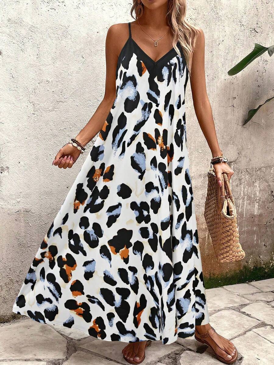 Vestido Longo Estampa de Leopardo Costa Selvagem com Costas Abertas — fotografia 146 | Mar & Pérola