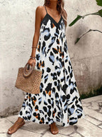 Vestido Longo Estampa de Leopardo Costa Selvagem com Costas Abertas — fotografia 147 | Mar & Pérola