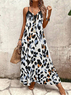 Vestido Longo Estampa de Leopardo Costa Selvagem com Costas Abertas — fotografia 148 | Mar & Pérola