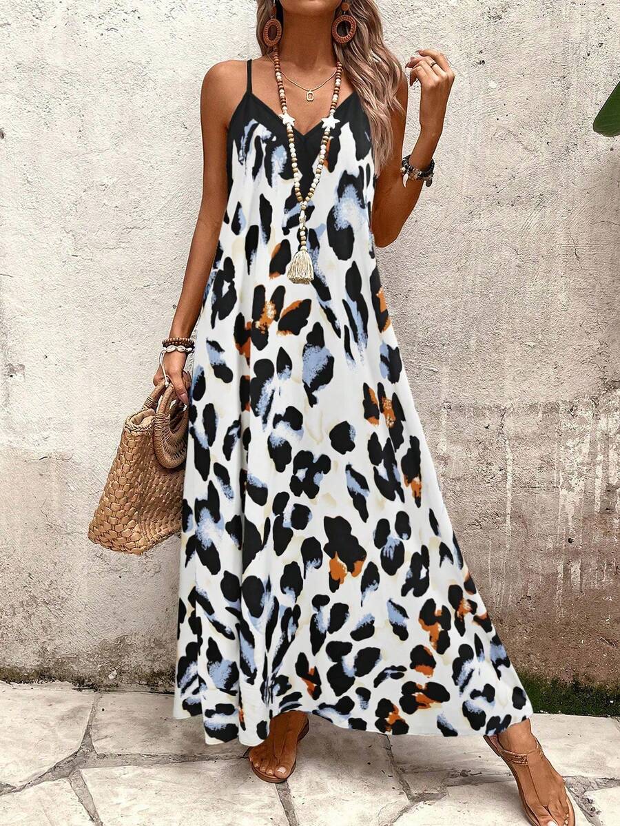 Vestido Longo Estampa de Leopardo Costa Selvagem com Costas Abertas — fotografia 148 | Mar & Pérola