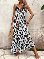 Vestido Longo Estampa de Leopardo Costa Selvagem com Costas Abertas — fotografia 149 | Mar & Pérola
