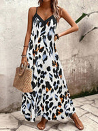 Vestido Longo Estampa de Leopardo Costa Selvagem com Costas Abertas — fotografia 150 | Mar & Pérola
