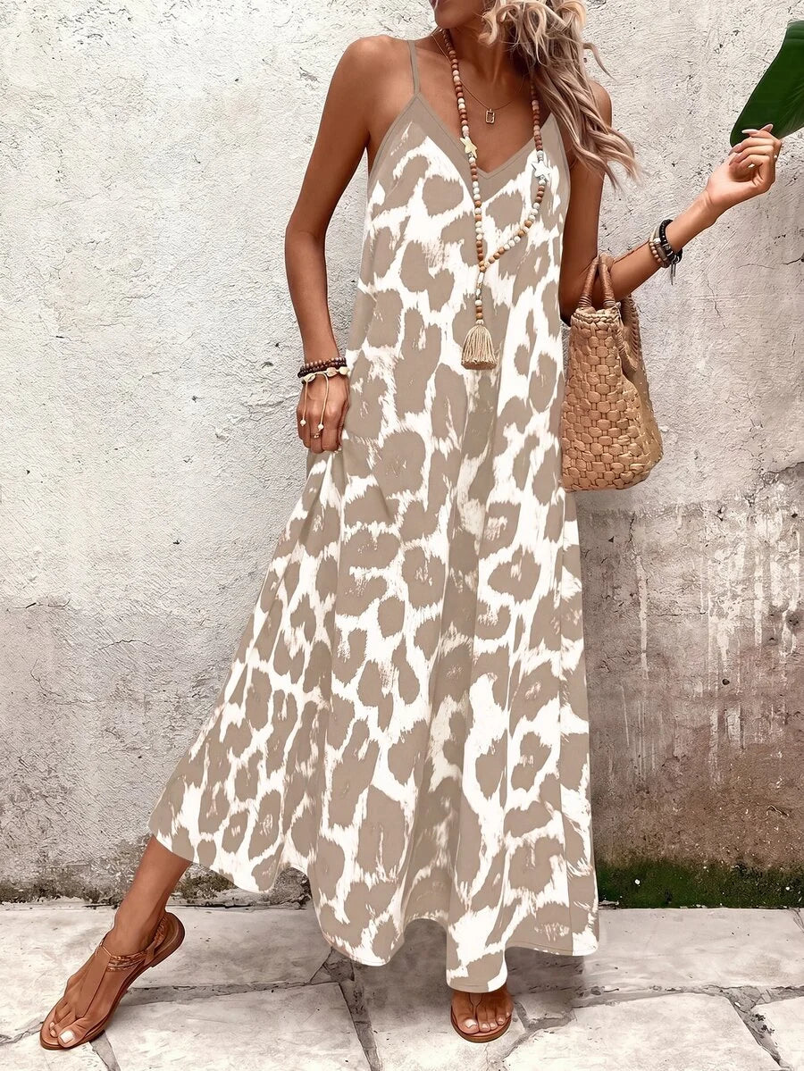 Vestido Longo Estampa de Leopardo Costa Selvagem com Costas Abertas — fotografia 155 | Mar & Pérola