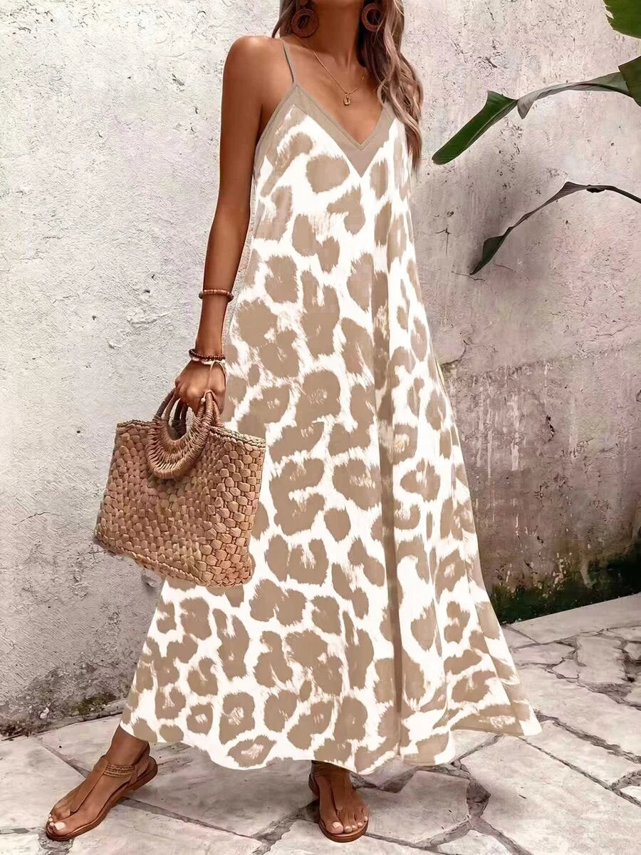 Vestido Longo Estampa de Leopardo Costa Selvagem com Costas Abertas — fotografia 158 | Mar & Pérola