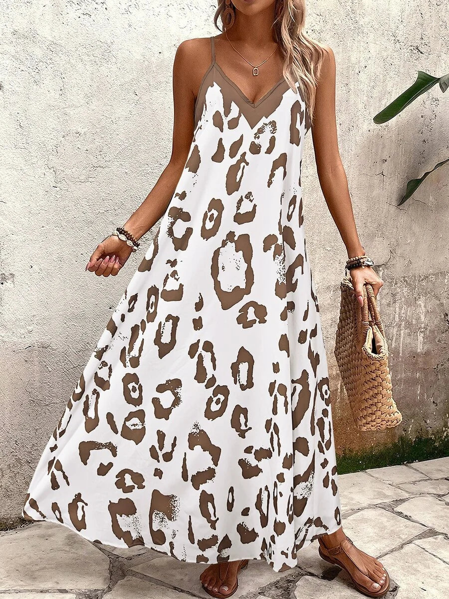 Vestido Longo Estampa de Onça Costa Serena com Alças Finas — fotografia 7 | Mar & Pérola