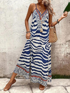 Vestido Longo Estampa de Onça Costa Serena com Alças Finas — fotografia 11 | Mar & Pérola
