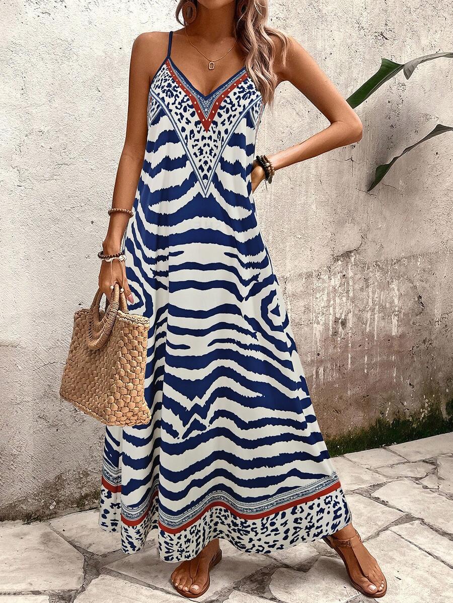 Vestido Longo Estampa de Onça Costa Serena com Alças Finas — fotografia 16 | Mar & Pérola