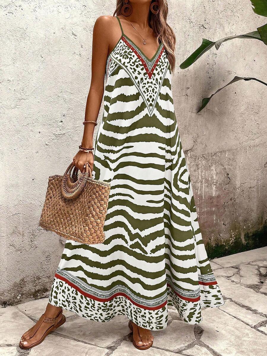 Vestido Longo Estampa de Onça Costa Serena com Alças Finas — fotografia 31 | Mar & Pérola