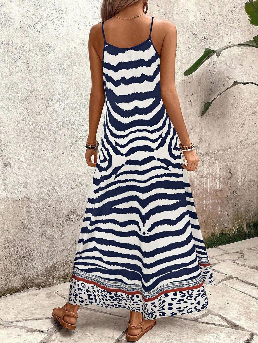 Vestido Longo Estampa de Onça Costa Serena com Alças Finas — fotografia 34 | Mar & Pérola