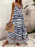 Vestido Longo Estampa de Onça Costa Serena com Alças Finas — fotografia 36 | Mar & Pérola