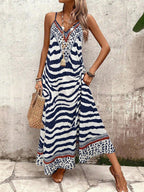 Vestido Longo Estampa de Onça Costa Serena com Alças Finas — fotografia 39 | Mar & Pérola
