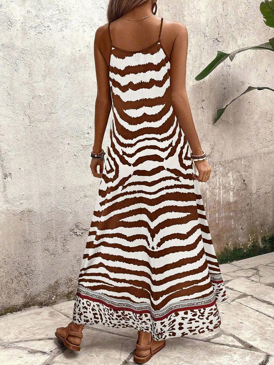 Vestido Longo Estampa de Onça Costa Serena com Alças Finas — fotografia 41 | Mar & Pérola