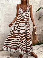 Vestido Longo Estampa de Onça Costa Serena com Alças Finas — fotografia 44 | Mar & Pérola
